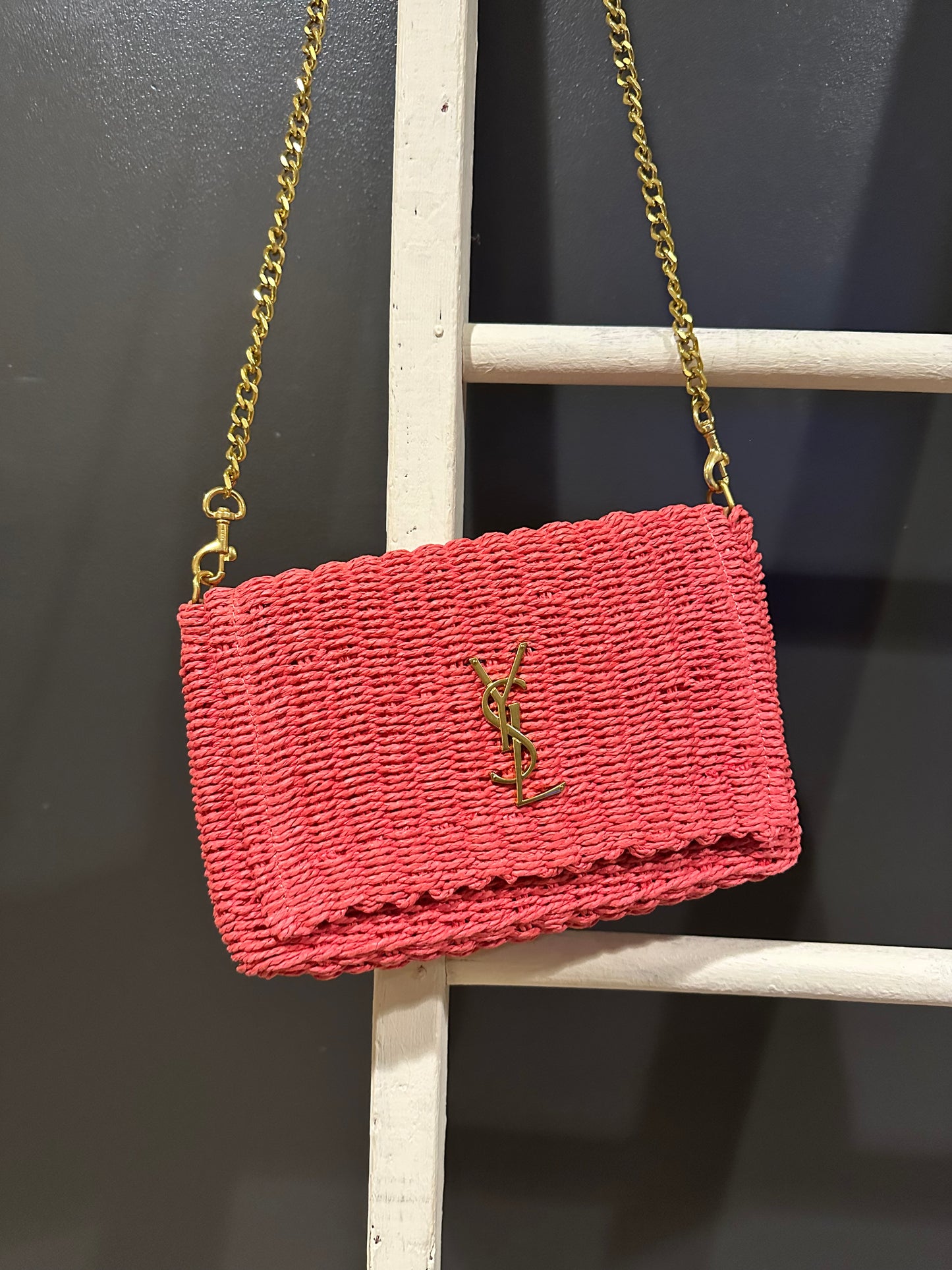 Pink Raffia Bag