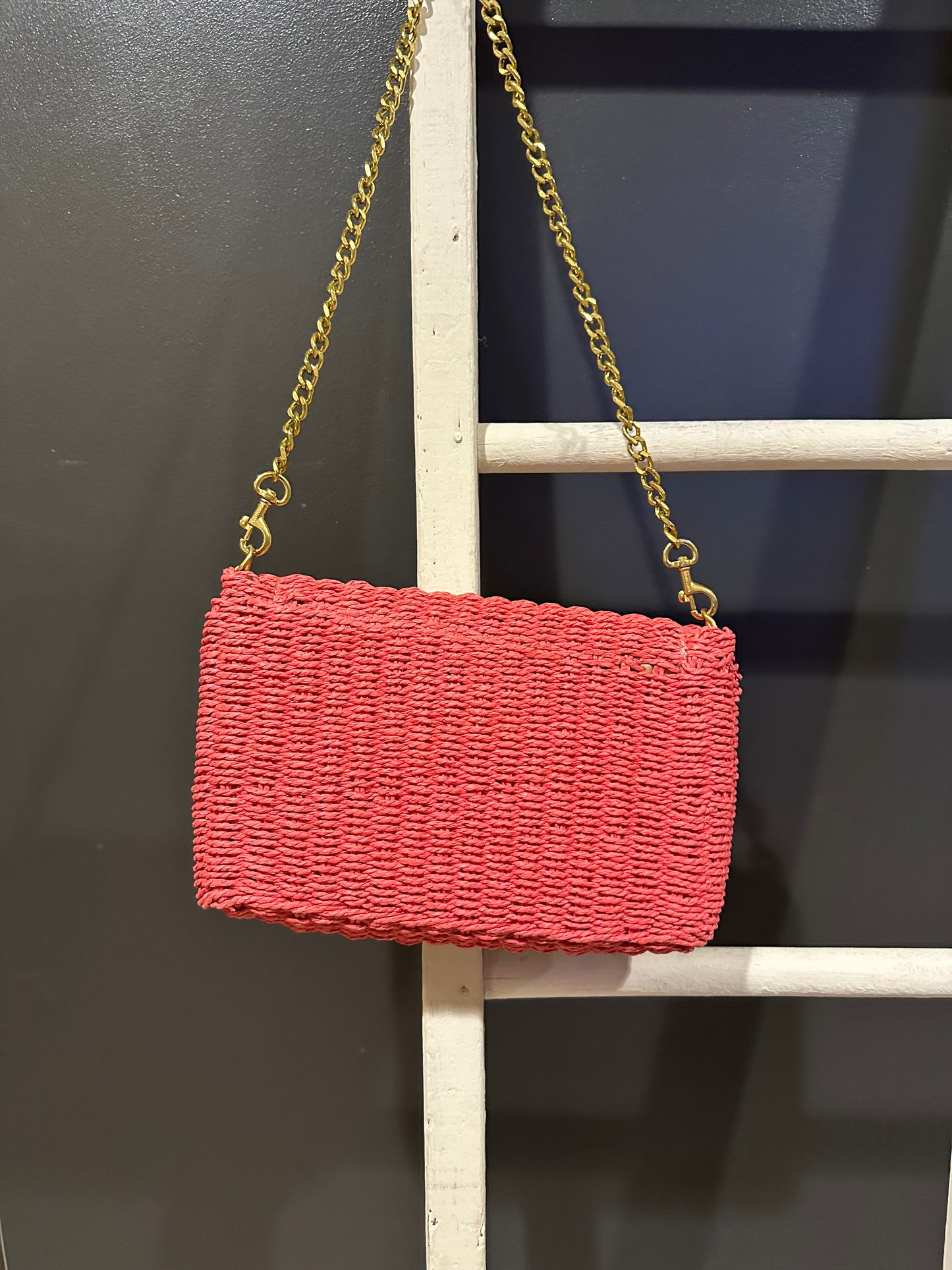 Pink Raffia Bag